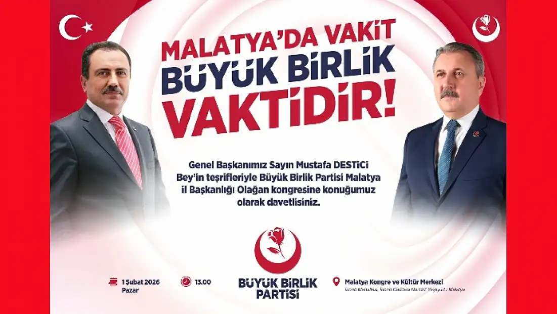 BBP Genel Başkanı Mustafa Destici Malatya’ya Geliyor