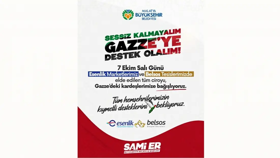 Büyükşehir’den“ Sessiz Kalmayalım Gazze’ye Umut Olalım” Kampanyası