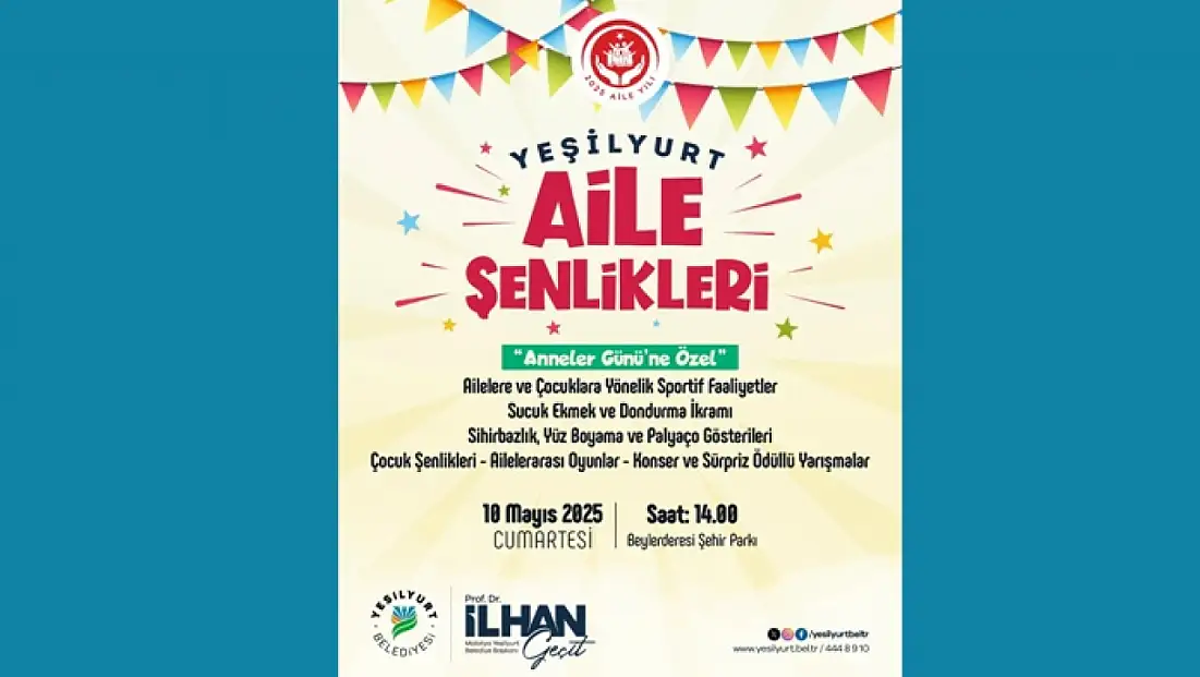 Yeşilyurt Aile Şenlikleri 10 Mayıs’ta Beylerderesi Şehir Parkında!