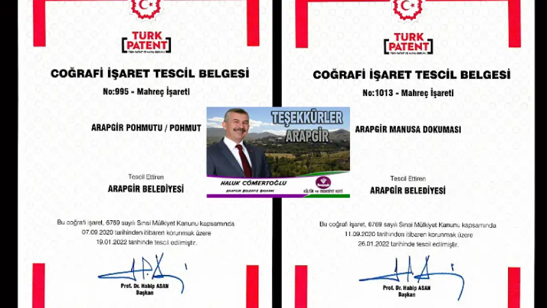 Arapgir Belediyesinin Girişimi Sonucu 2 Ürüne Daha Coğrafi İşaret Tescili