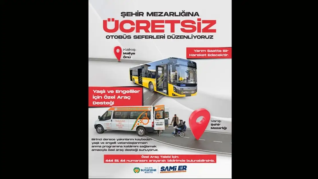 6 Şubat'ta Şehir Mezarlığına Otobüsler Ücretsiz