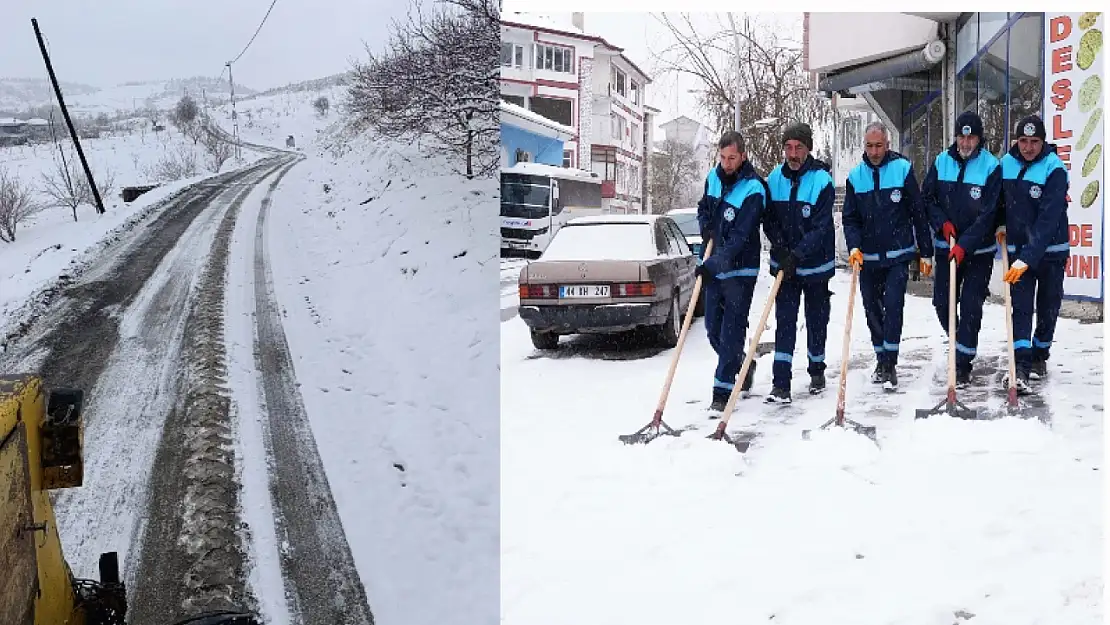 Battalgazi Belediyesi Kar Mesaisine Tam Kadro Sahada