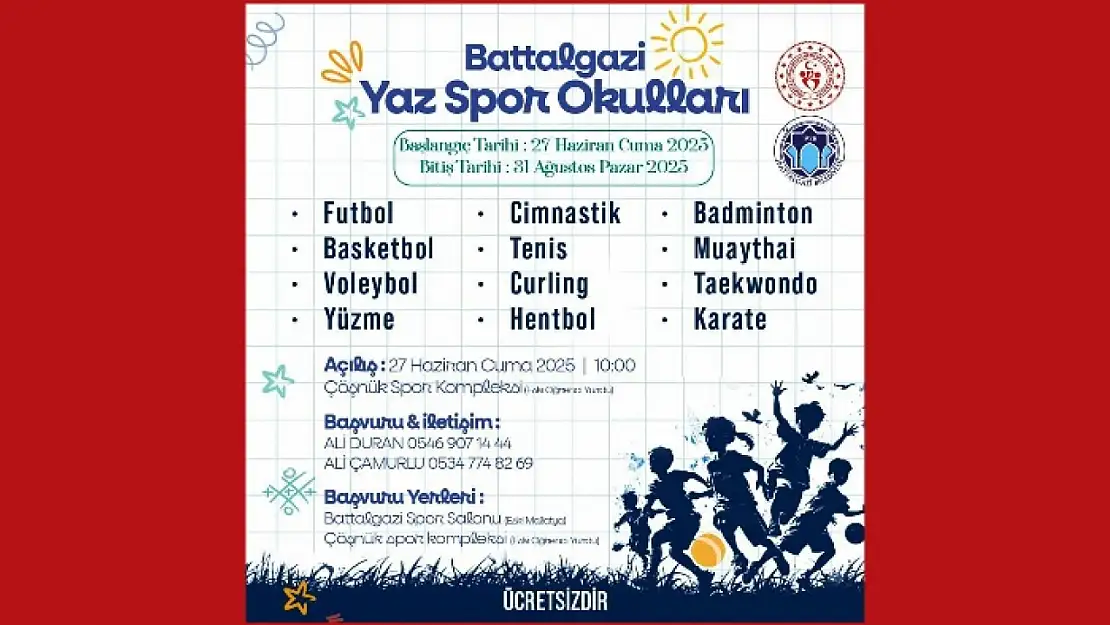 Battalgazi Yaz Spor Okulları 27 Haziranda Başlıyor