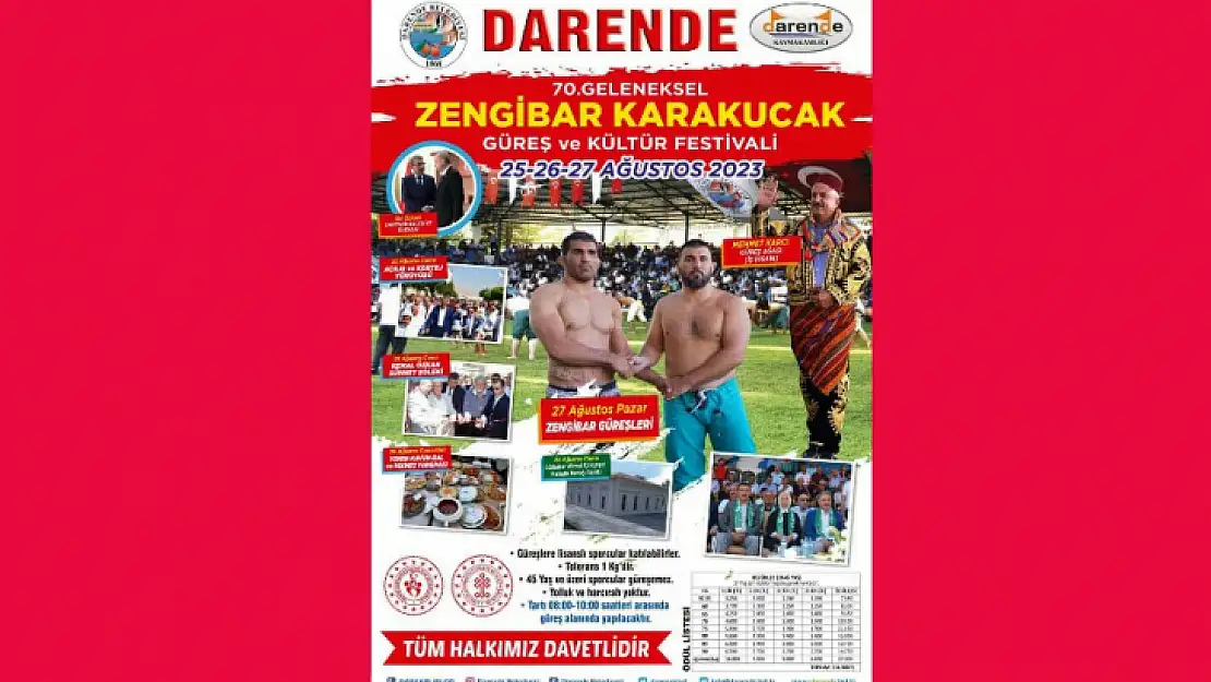 Darende Güreş Festivali 25-27 Ağustos'ta