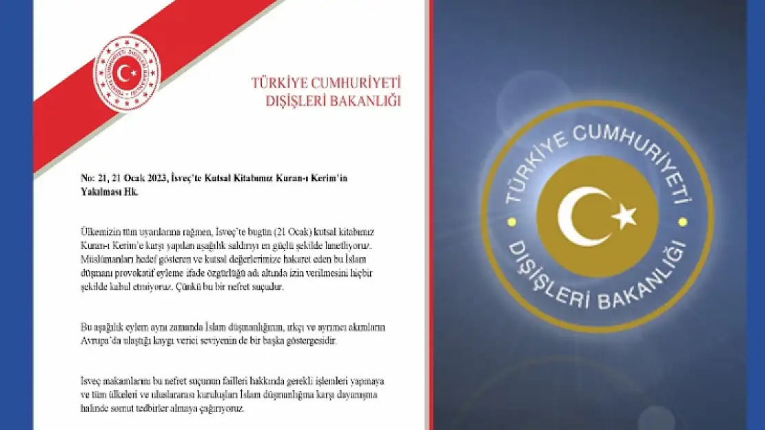 Dışişleri Bakanlığından İsveç'e Kınama Mesajı