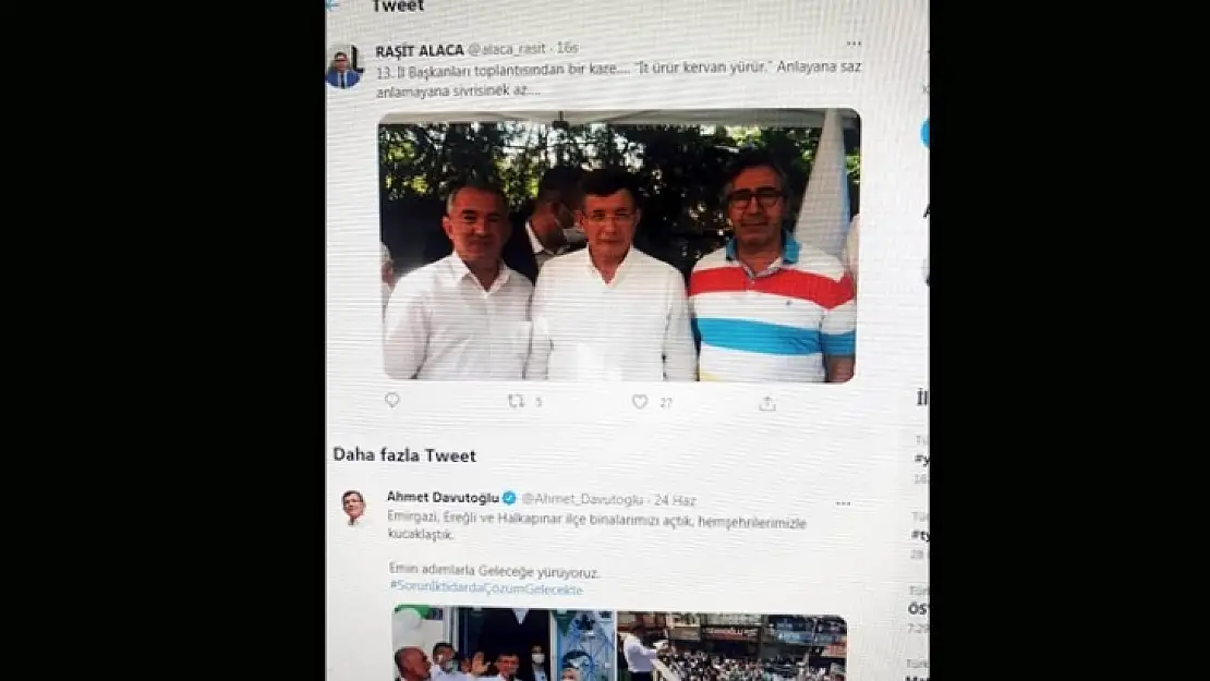 Gelecek Partisi İl Başkanı Raşit Alaca'dan Twitter'da  ' İt Ürür Kervan Yürür' Paylaşımı