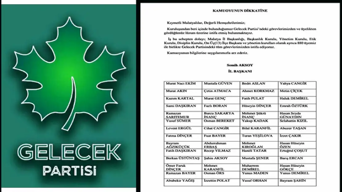 Gelecek Partisinde İstifa Depremi