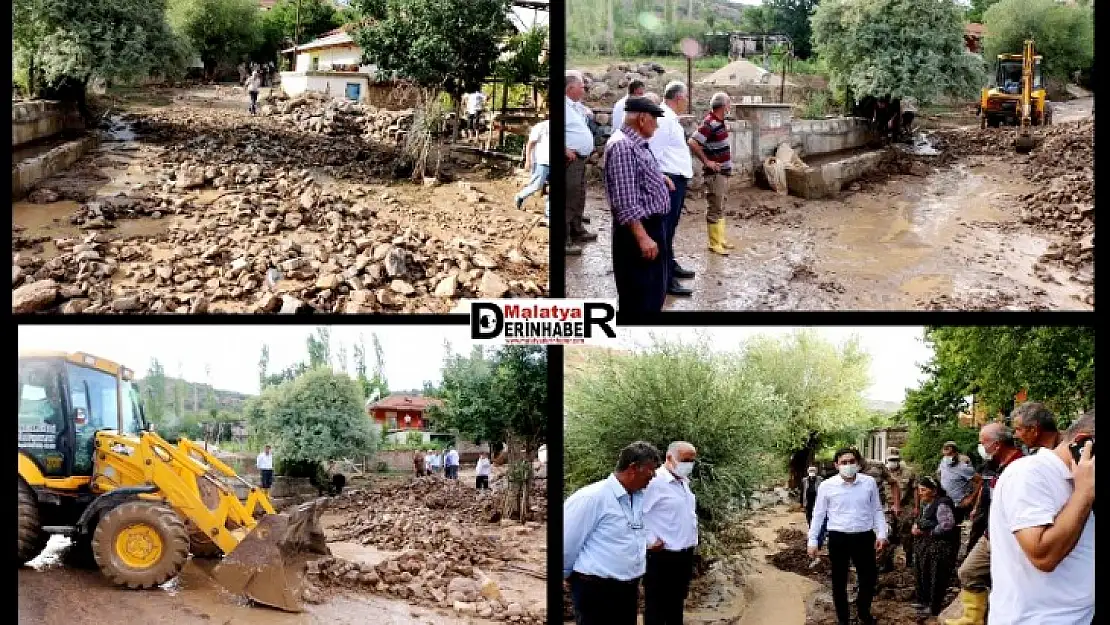 Hekimhan Güvenç Mahallesinde Yağış Sele Neden Oldu