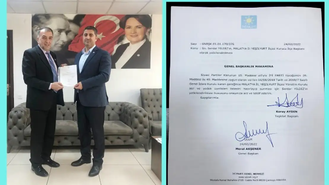 İyi Parti Yeşilyurt İlçe Başkanlığına Serdar Yıldız Atandı