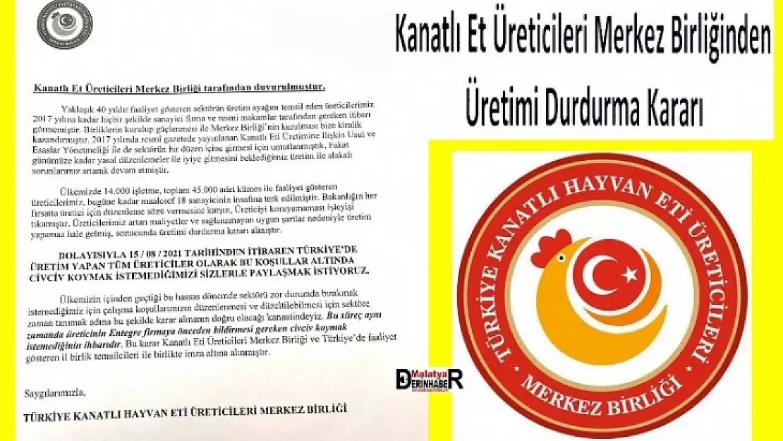 Kanatlı Et Üreticileri Merkez Birliğinden Üretimi Durdurma Kararı