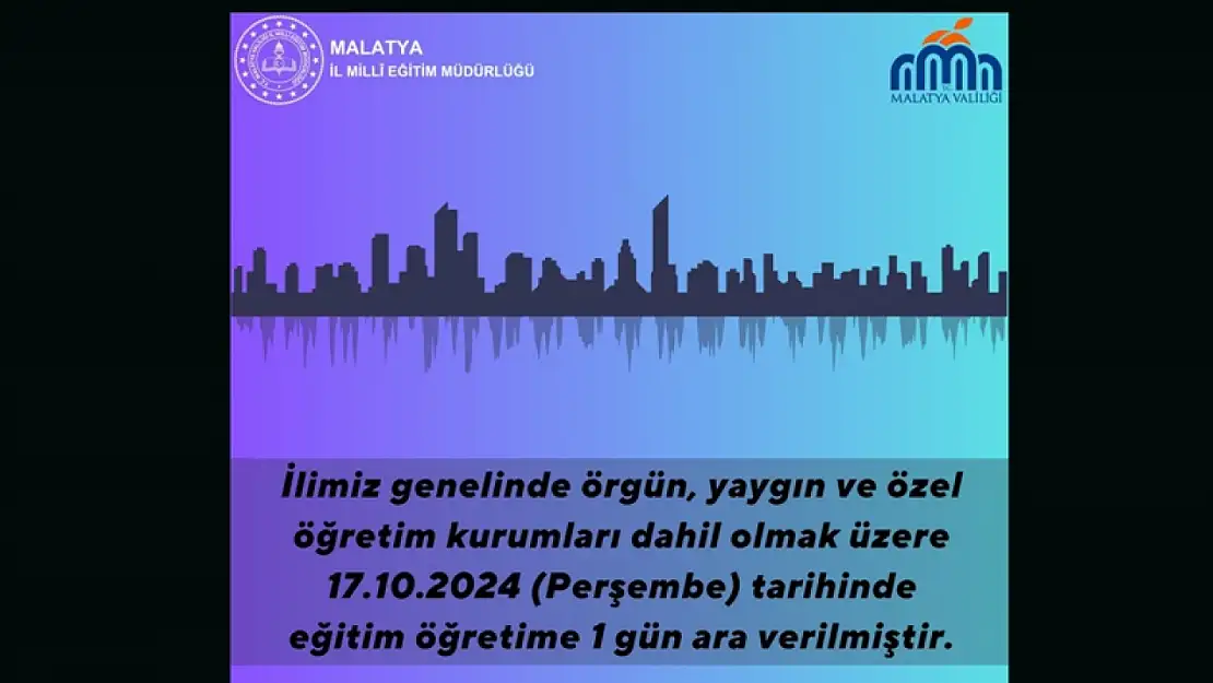 Malatya'da Okullar Perşembe Günü de Tatil