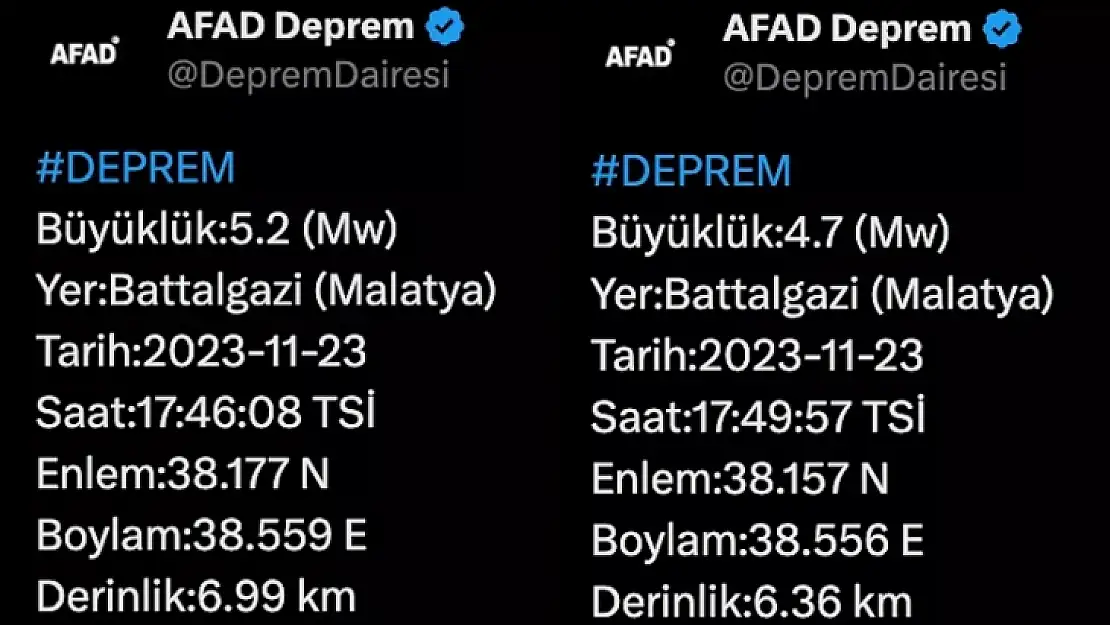 Malatya'da Önce 5.2, Sonra 4.7 Büyüklüğünde Depremler Korkuttu