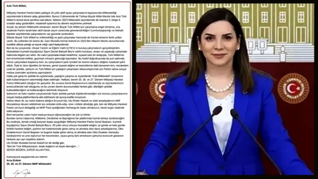 MHP Mv. Arzu Erdem Partisinden İstifa Ettiğini Duyurdu