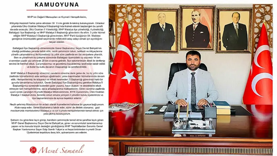 Milletvekilliği A. Adaylığı İçin İlk İstifa Başkan Samanlı'dan Geldi