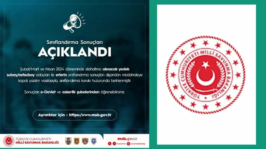 MSB  Sınıflandırma Sonuçları Açıklandı