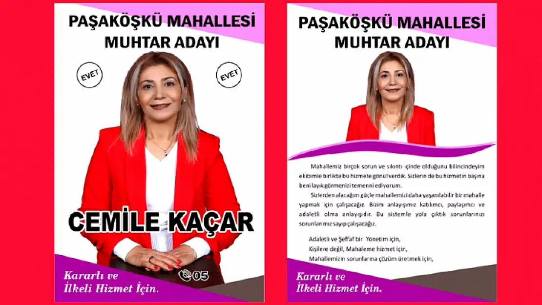 Muhtar Adayı Cemile Kaçar' Paşaköşkü Mahallesine Kadın Eli Değmeli'