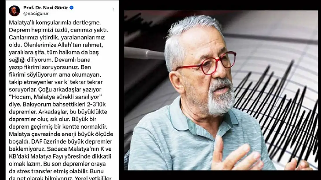 Prof. Dr. Naci Görür'den Malatya Açıklaması