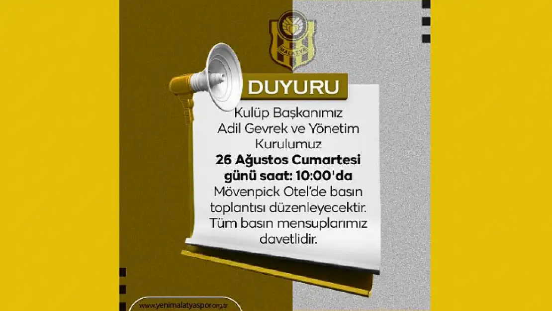 Yenimalatyaspor Kulübü Basın İle Buluşacak