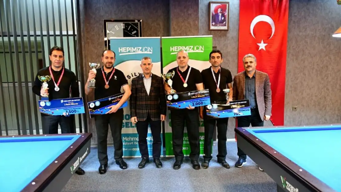 Yeşilyurt Belediyesi 1.Ödüllü 3 Bant Bilardo Şampiyonası Tamamlandı