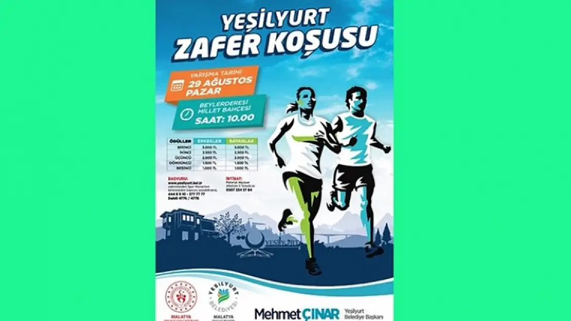 Yeşilyurt Zafer Koşusu, 29 Ağustos'ta Beylerderesi Millet Bahçesinde Düzenlenecek