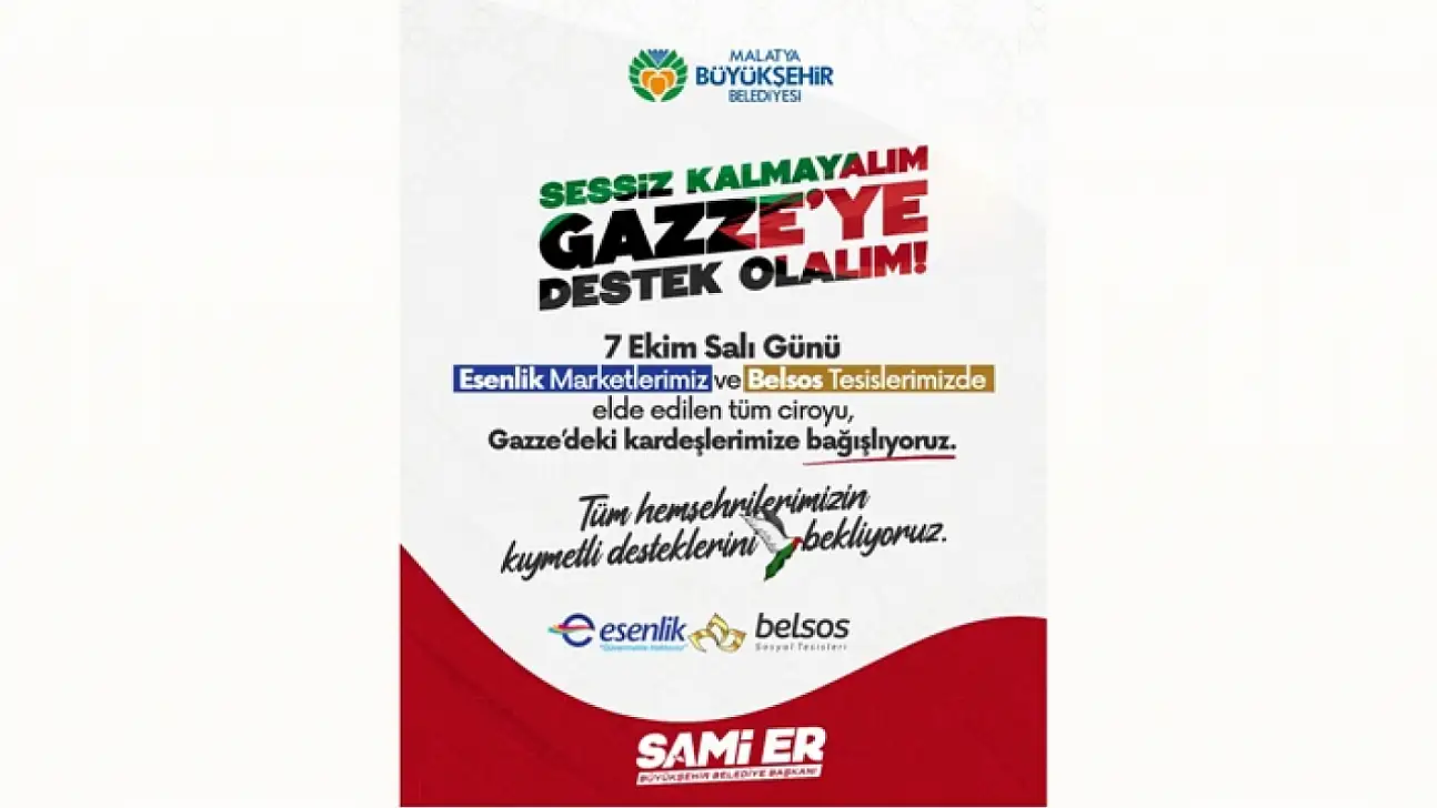 Büyükşehir'den' Sessiz Kalmayalım Gazze'ye Umut Olalım' Kampanyası