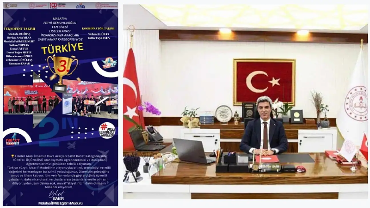 TEKNOFEST'te Fethi Gemuhluoğlu Fen Lisesi Türkiye Üçüncüsü