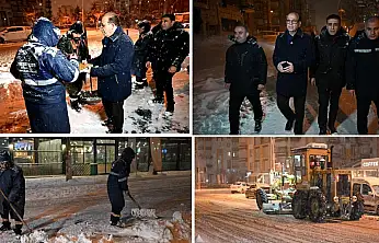 Karla Mücadele Ekipleri Gece Mesaisinde Başkan Geçit Denetimde