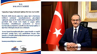 Malatya'da Okullara 1 Günlük Kar Tatili