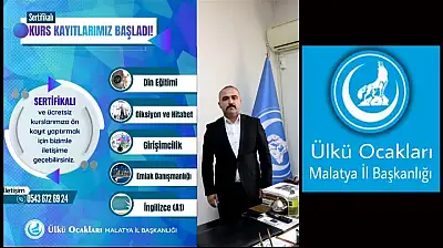 Ülkü Ocakları Malatya İl Başkanlığından Sertifikalı Kurs Programları