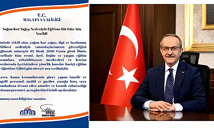 Malatya Genelinde Eğitime 1 Günlük Kar Tatili