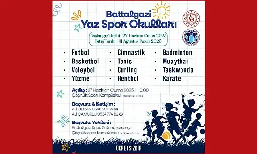 Battalgazi Yaz Spor Okulları 27 Haziranda Başlıyor