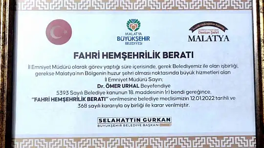Emniyet Müdürü Dr. Ömer Urhal'dan Başkan Gürkan'a Teşekkür