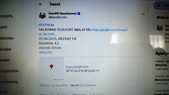Yeşilyurt'ta Deprem
