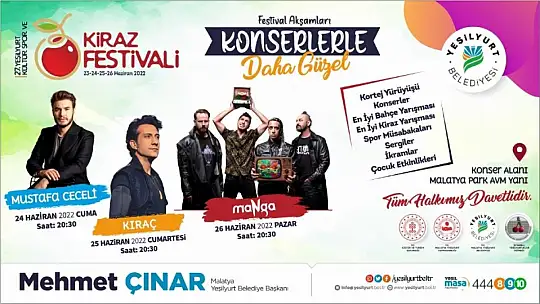 Çınar' Tüm Malatyalıları Kiraz Festivali Etkinliklerine Bekliyoruz'