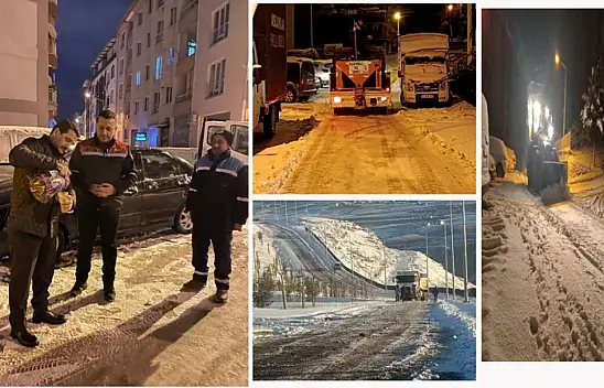 Battalgazi'de Karla Mücadele Çalışmaları Gece Boyu Sürdü