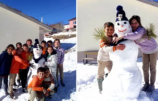 Hekimhan Söğüt'te Kar, Çocukların Yüzünü Güldürdü