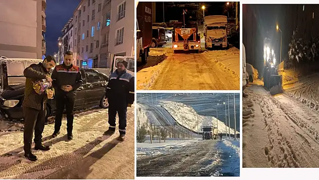 Battalgazi'de Karla Mücadele Çalışmaları Gece Boyu Sürdü