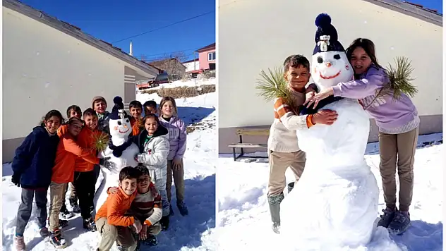 Hekimhan Söğüt'te Kar, Çocukların Yüzünü Güldürdü