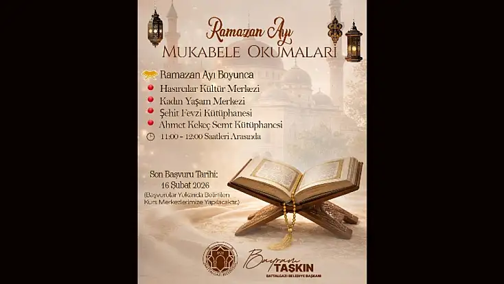 Battalgazi’de Ramazan Ayı Mukabele Okumaları Başlıyor