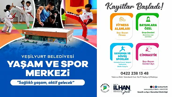 Yeşilyurt Belediyesi Yaşam ve Spor Merkezi’nde Kayıtlar Başladı