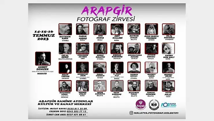 Arapgir Fotoğrafçılar Zirvesi 14-15-16 Temmuz Tarihlerinde