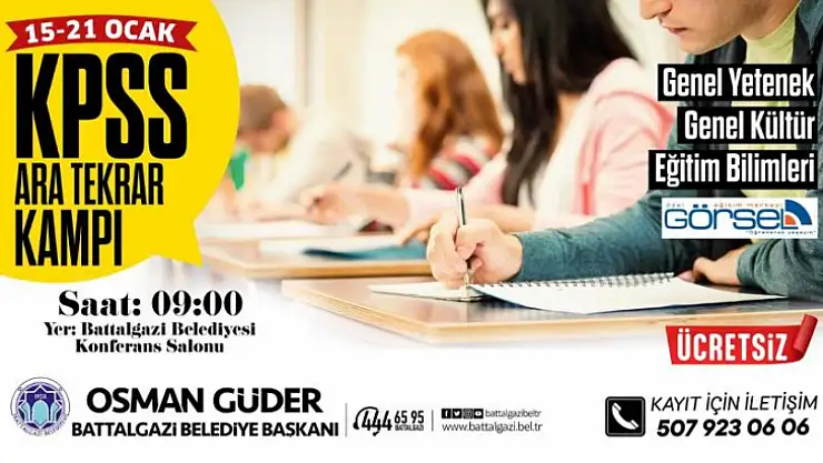 Battalgazi Belediyesinden  KPSS'ye Hazırlananlar İçin Ara Tekrar Kampı