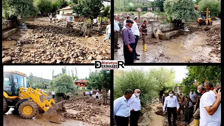 Hekimhan Güvenç Mahallesinde Yağış Sele Neden Oldu