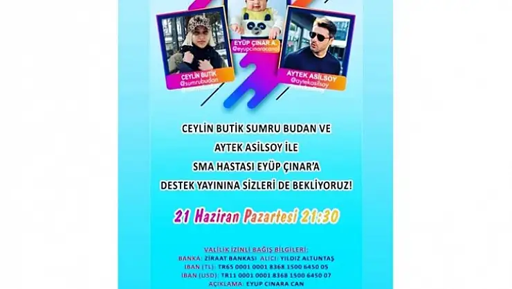 Instagram'da Eyüp Çınar Bebeğe Destek Programı