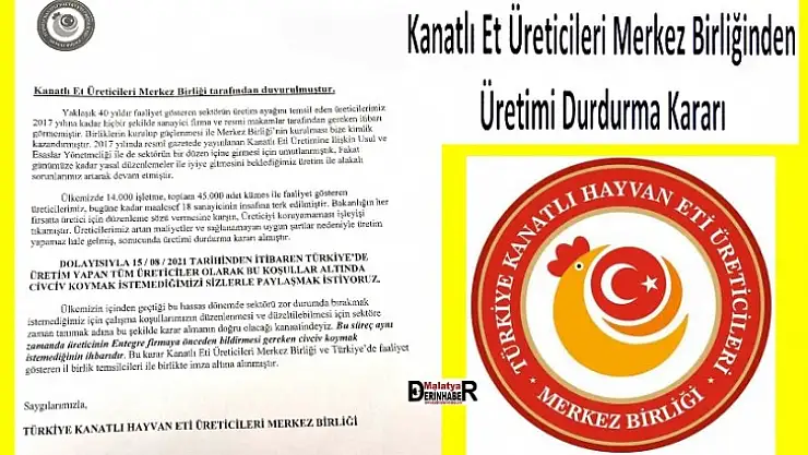 Kanatlı Et Üreticileri Merkez Birliğinden Üretimi Durdurma Kararı