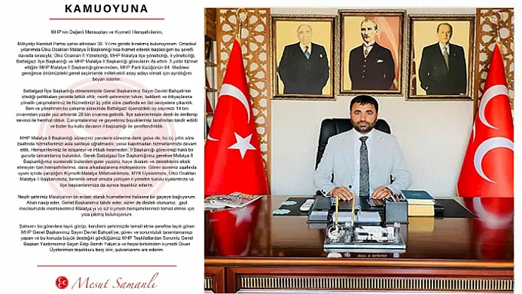 Milletvekilliği A. Adaylığı İçin İlk İstifa Başkan Samanlı'dan Geldi