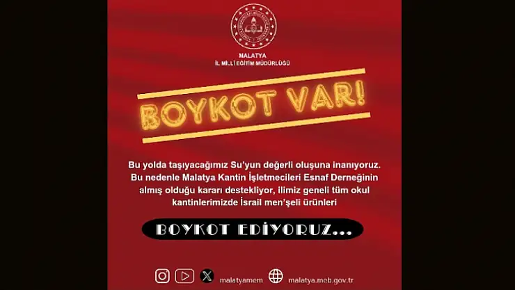 Milli Eğitim'den Kantincilere İsrail'i Boykot Desteği
