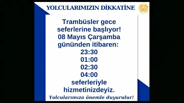 MOTAŞ Gece Seferleri İle Malatyalıların Hizmetinde