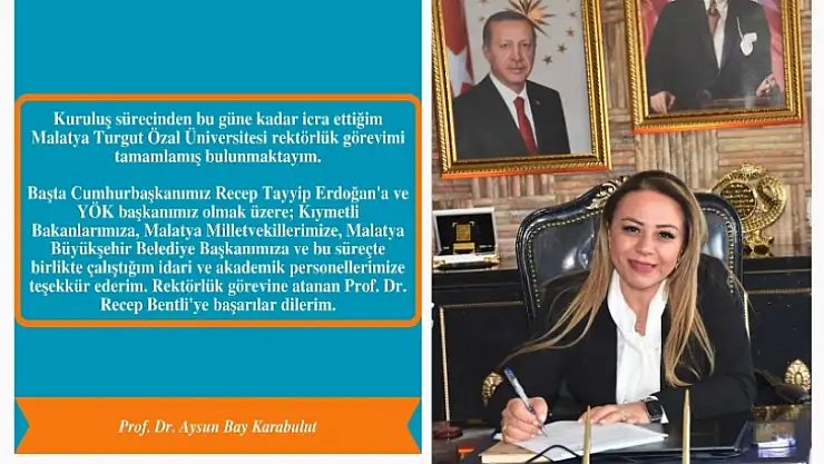MTÜ Rektörü Prof. Dr. Aysun Bay Karabulut'tan Veda Mesajı