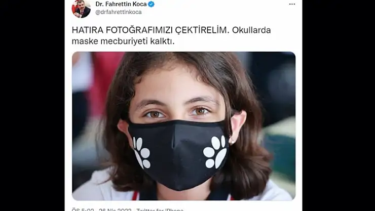 Okullarda Maske zorunluluğu Kaldırıldı